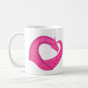 Heiß rosa Herzdrache in Weiß Tasse
