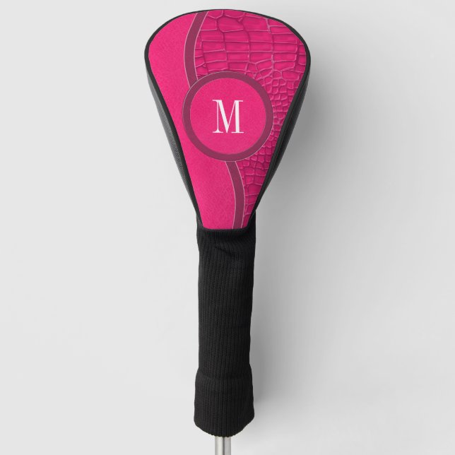 Heiß rosa Imitate Lederalligator Hautchophon Monog Golf Headcover (Vorderseite)