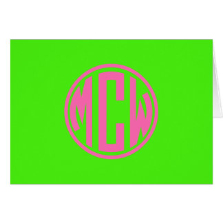 Heiß rosa Kalkgrüne Preppy Circle Monogram DIY BG