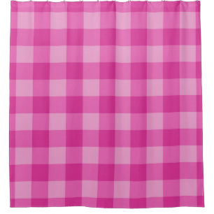 Heiß Rosa Karierte Quadrate Karo Rosa Duschvorhang