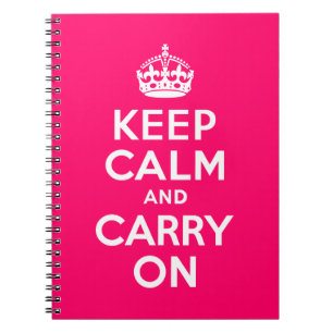 Heiß Rosa Keep Calm and Carry On Notizblock