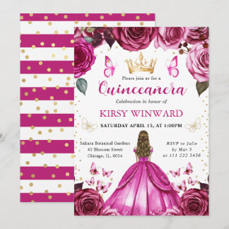 Heiß rosa Kleid Blonde Haar Prinzessin Quinceanera Einladung