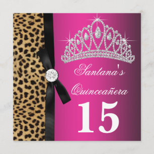 Heiß Rosa Leopard Quinceanera Einladung