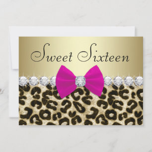 Heiß rosa Leopard Sweet Sixteen Einladung