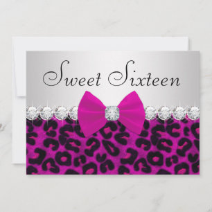 Heiß rosa Leopard Sweet Sixteen Einladung