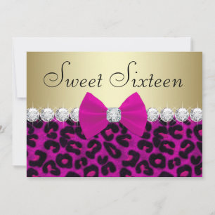 Heiß rosa Leopard Sweet Sixteen Einladung