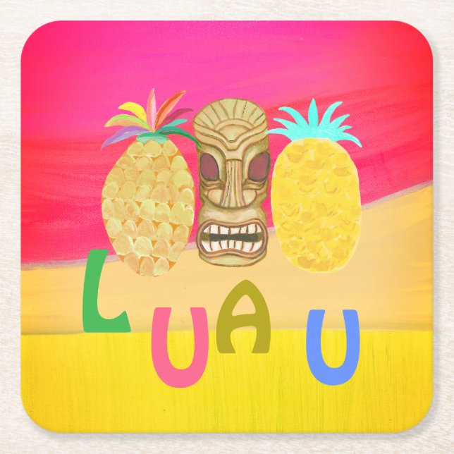 Heiß Rosa Luau Rechteckiger Pappuntersetzer (Vorderseite)