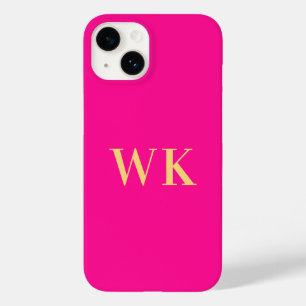 Heiß Rosa Minimale Monogramm-Initialen Case-Mate iPhone 14 Hülle