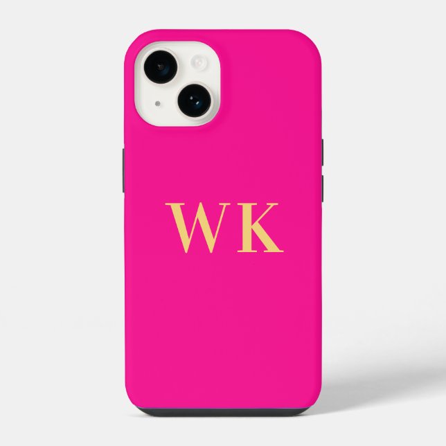 Heiß Rosa Minimale Monogramm-Initialen iPhone Hülle (Rückseite)