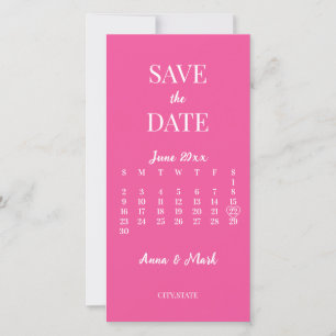 Heiß Rosa Minimalistischer Moderner Kalender Hochz Save The Date