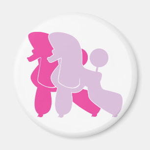 Heiß Rosa Minimalistisches Pudel-Paar Magnet