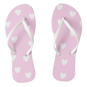 Heiß rosa mit Niedlichem Muster des weißen Herzens Flip Flops