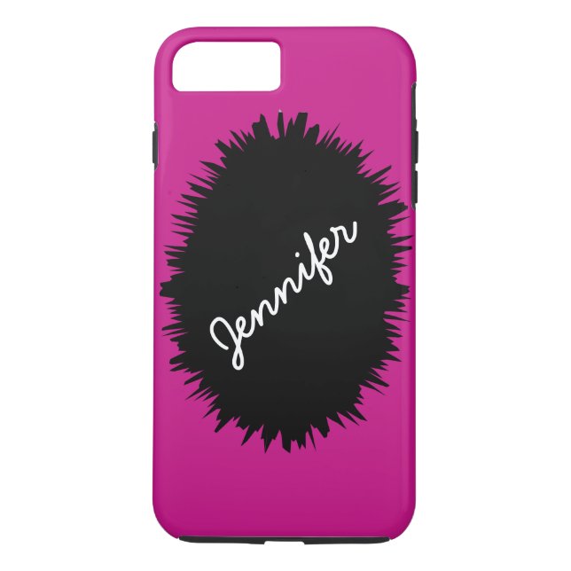 Heiß rosa mit schwarzem Splash, benutzerdefinierte Case-Mate iPhone Hülle (Rückseite)