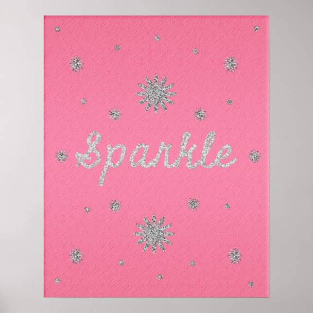 Heiß rosa mit Silberbesteck für Glitzer Poster (Vorne)
