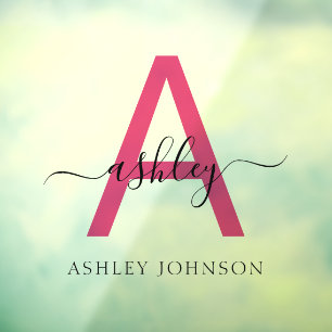 Heiß Rosa Monogramm Name Geschäft Firmen- Fensteraufkleber