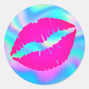 Heiß Rosa Ombre Lippenstift Kuss Irisierend Ombre Runder Aufkleber