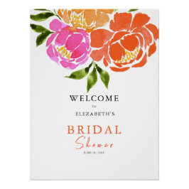 Heiß rosa Orangefarbenes Brautparty Begrüßung Poster