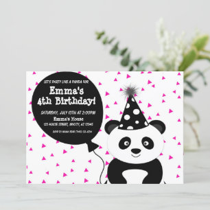 Heiß rosa Party wie Panda zum Geburtstag einladen Einladung