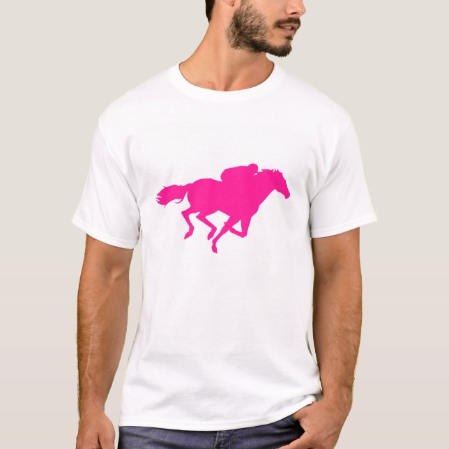 Heiß rosa Pferderennen; Rennpferd T-Shirt (Vorderseite)