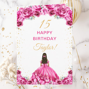 Heiß Rosa Prinzessin Blumen Glücklicher Geburtstag Karte