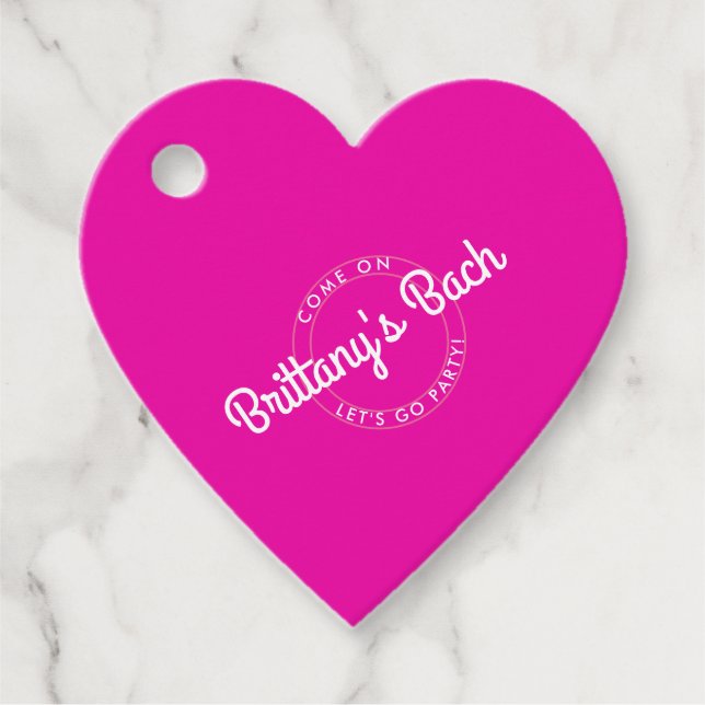 Heiß rosa Retro Dolly Let's Go Party! Geschenkanhänger (Vorderseite)