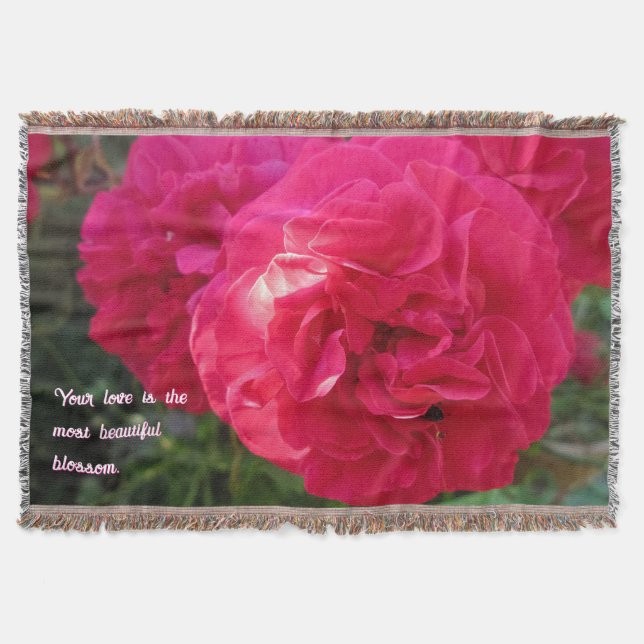 Heiß rosa Rose - Personalisierter Muttertag Decke (Vorderseite)