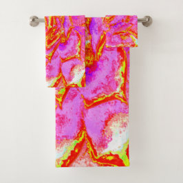 Heiß rosa, rot und gelb Sukkulat-Rosette Badhandtuch Set