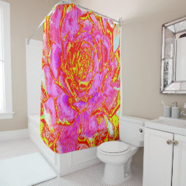 Heiß rosa, rot und gelb Sukkulat-Rosette Duschvorhang