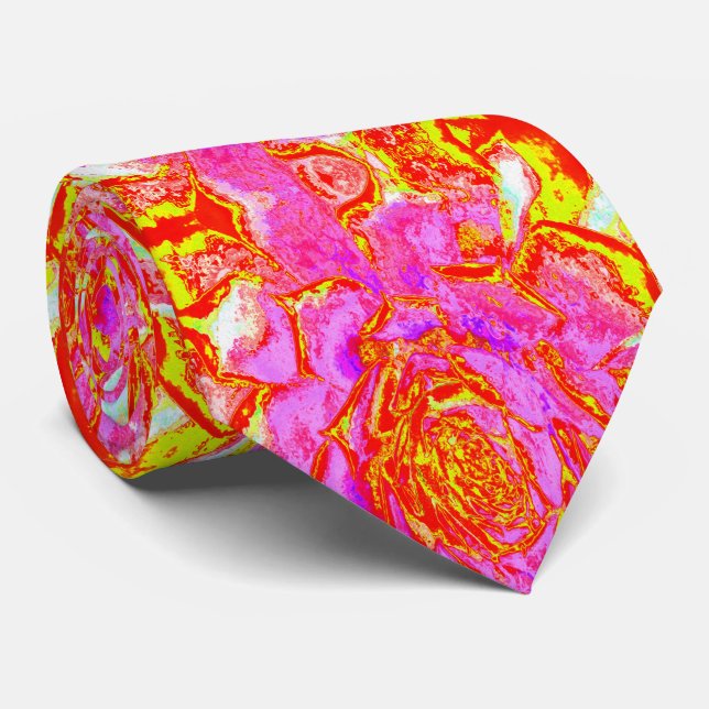 Heiß rosa, rot und gelb Sukkulat-Rosette Krawatte (Gerollt)