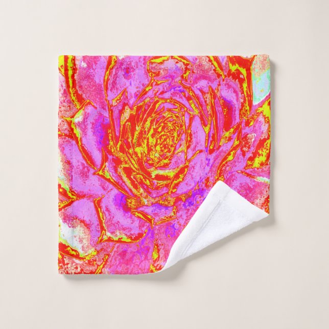 Heiß rosa, rot und gelb Sukkulat-Rosette Waschlappen (Waschlappen)