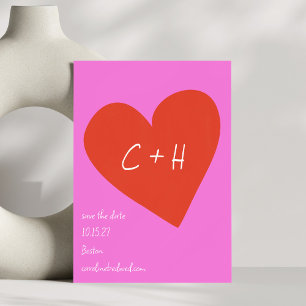 Heiß Rosa Rotes Herz Fette Anfangsbuchstaben Hochz Save The Date