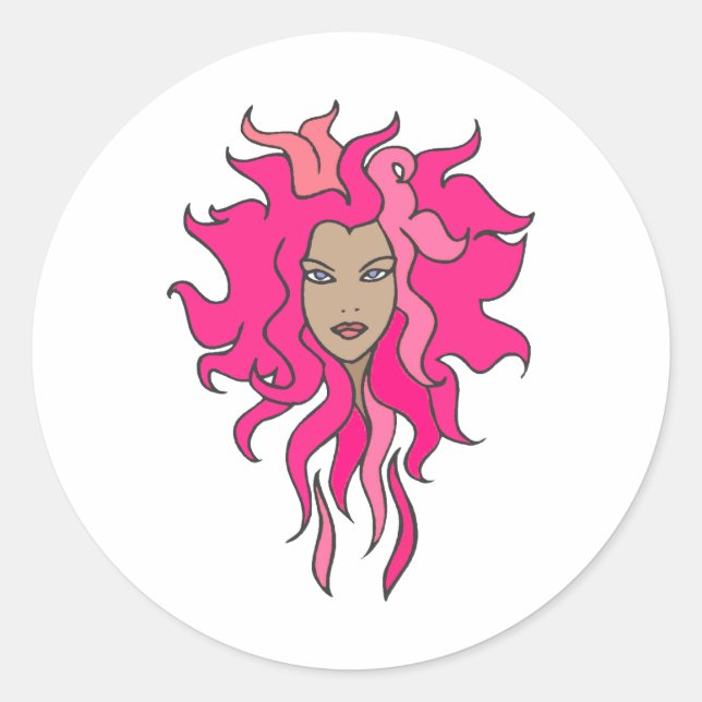Heiß rosa runder aufkleber (Vorderseite)