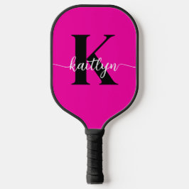 Heiß rosa Schwarz Monogramm Pickleball Schläger