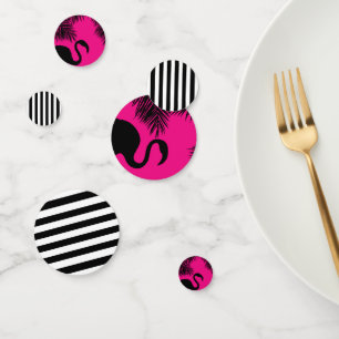 Heiß Rosa & Schwarze Flamingo Palme Bäume Party Konfetti