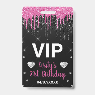 Heiß Rosa Triefend Glitter & Diamanten Geburtstag Ausweis