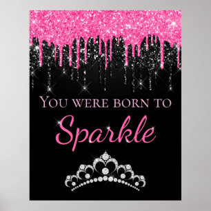 Heiß Rosa Triefender Falscher Glitter Born to Spar Poster
