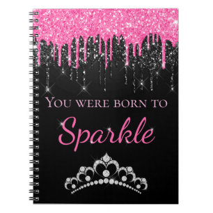 Heiß Rosa Triefender Faux Glitter Born to Sparkle  Notizblock