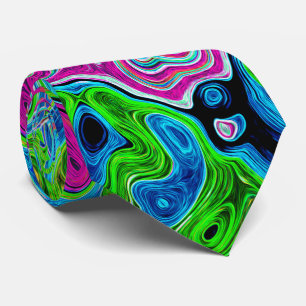 Heiß Rosa und Blau Groovy Abstrakter Retro Strudel Krawatte
