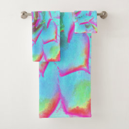 Heiß rosa und blau-sukkulente Sedum-Rosette Badhandtuch Set