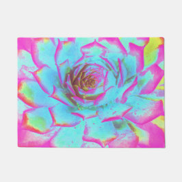 Heiß rosa und blau-sukkulente Sedum-Rosette Fußmatte