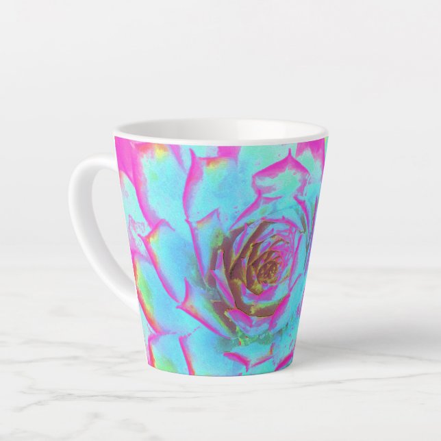 Heiß rosa und blau-sukkulente Sedum-Rosette Milchtasse (Linke Ecke)