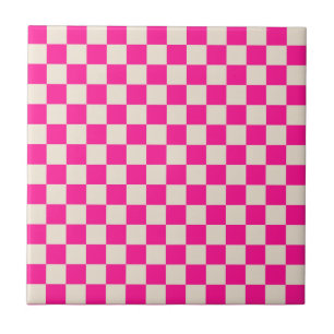 Heiß rosa und braun kariertes Muster Fliese
