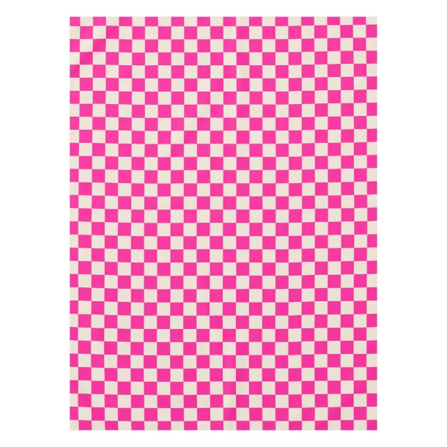 Heiß rosa und braun kariertes Muster Tischdecke (Vorderseite)