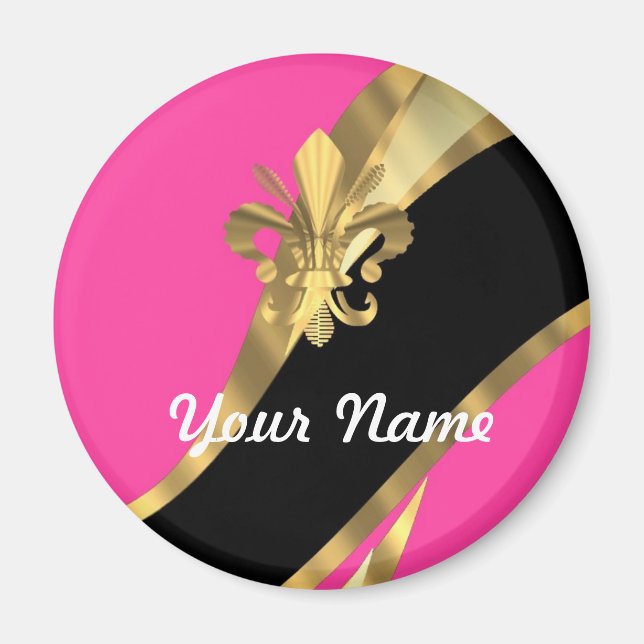 Heiß rosa und goldener Flex de lys Magnet (Vorne)