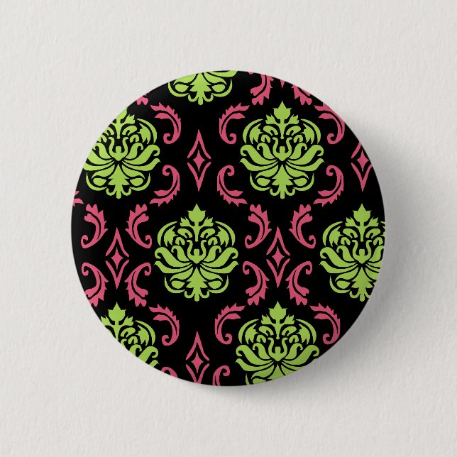 Heiß rosa und grüne Damaskus Button (Vorderseite)