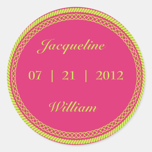 Heiß rosa und Limone Leuchtstoffröhren / Neonetike Runder Aufkleber (Vorderseite)