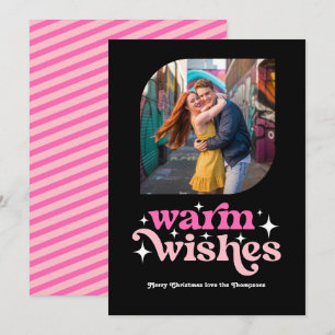 Heiß rosa und rosa Modernes Retro Weihnachtsfest F Feiertagskarte
