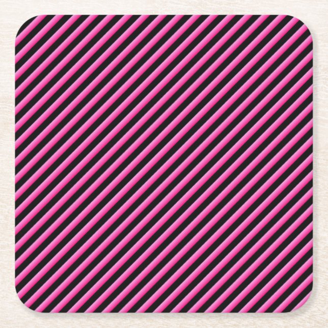 Heiß rosa und schwarz rechteckiger pappuntersetzer (Vorderseite)