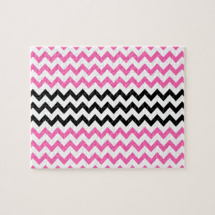 Heiß rosa und schwarz Zickzack von Shirley Taylor Puzzle