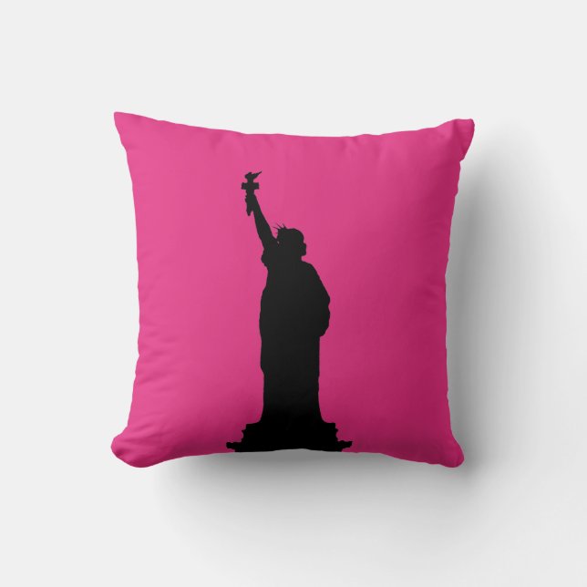 Heiß rosa und schwarze Statue des Liberty Pillow Kissen (Vorderseite)